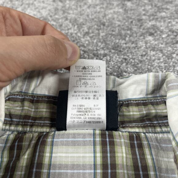 Patagonia Shirt Mens Small Three Trees Embroidery Button Up Short Sleeve Plaid - Picture 5 of 10
